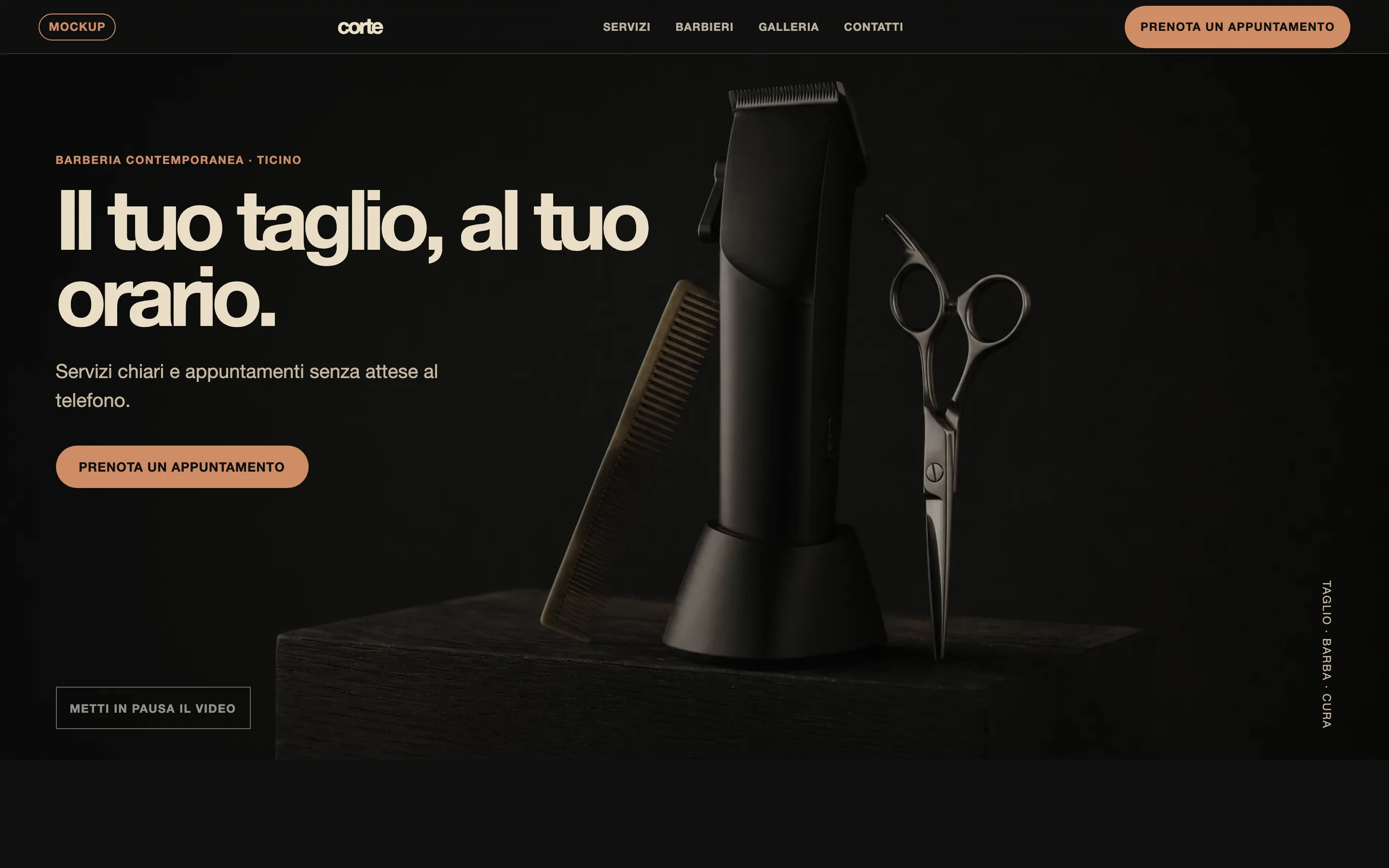 Anteprima del sito dimostrativo Corte, una barberia con prenotazione simulata.