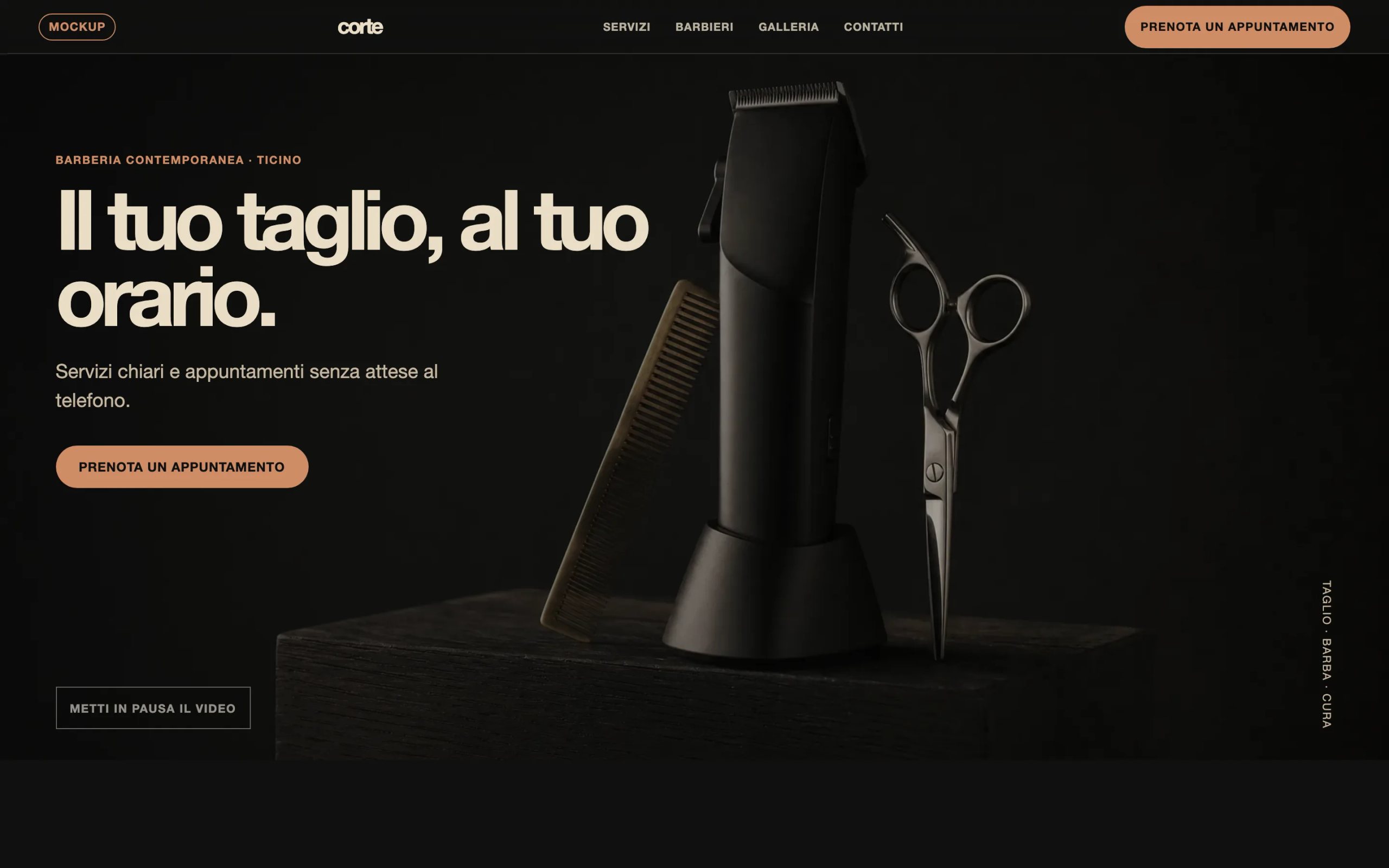 Anteprima del sito dimostrativo Corte, una barberia con prenotazione simulata.